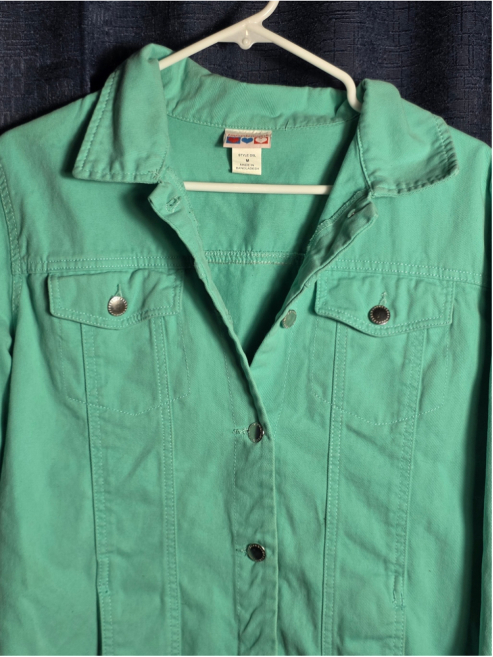 Women's American Sweetheart Green Jean Jacket Size M cottagecore grandmacore y2k - Picture 3 of 7